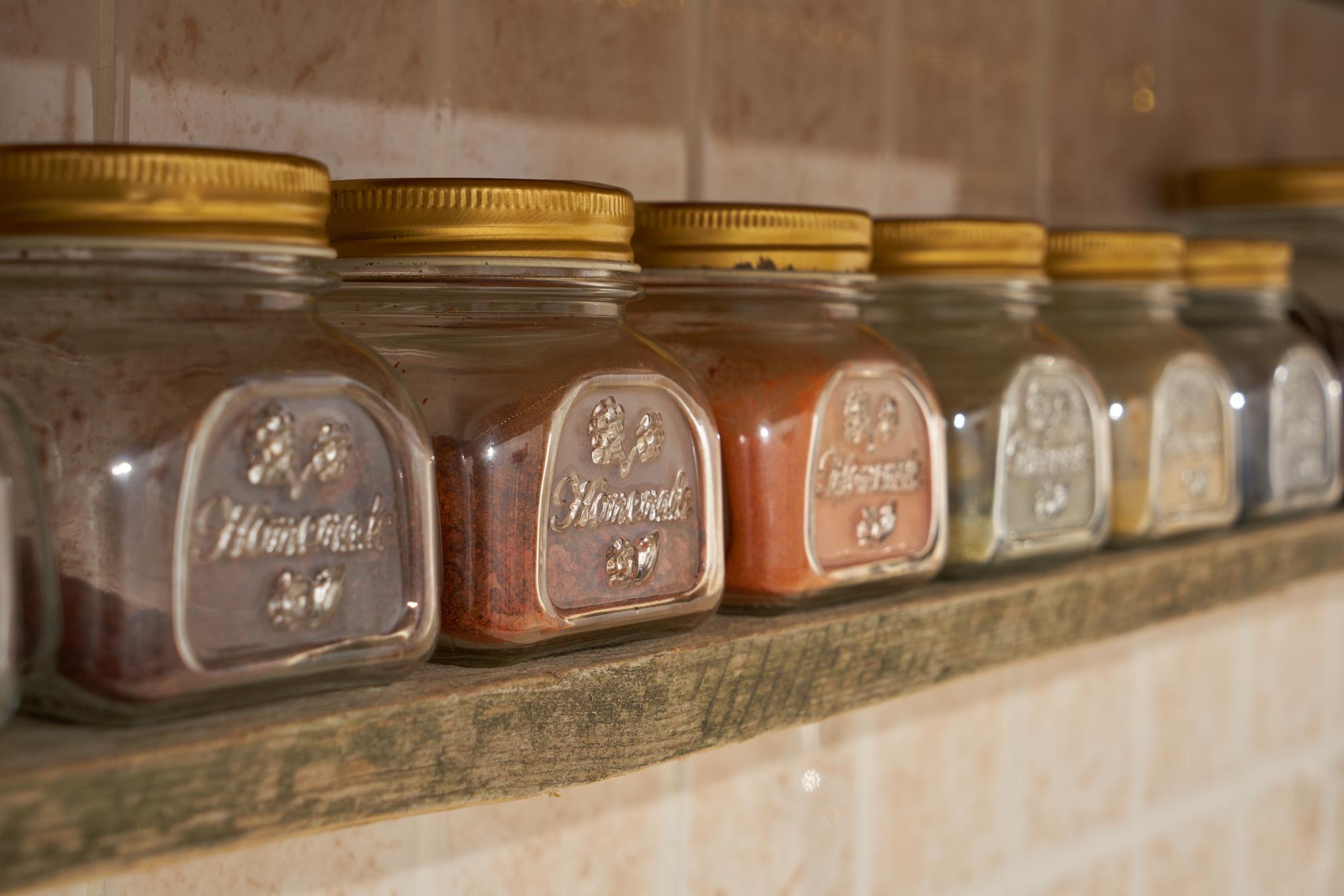 Curated pantry jars and labeled ingredients